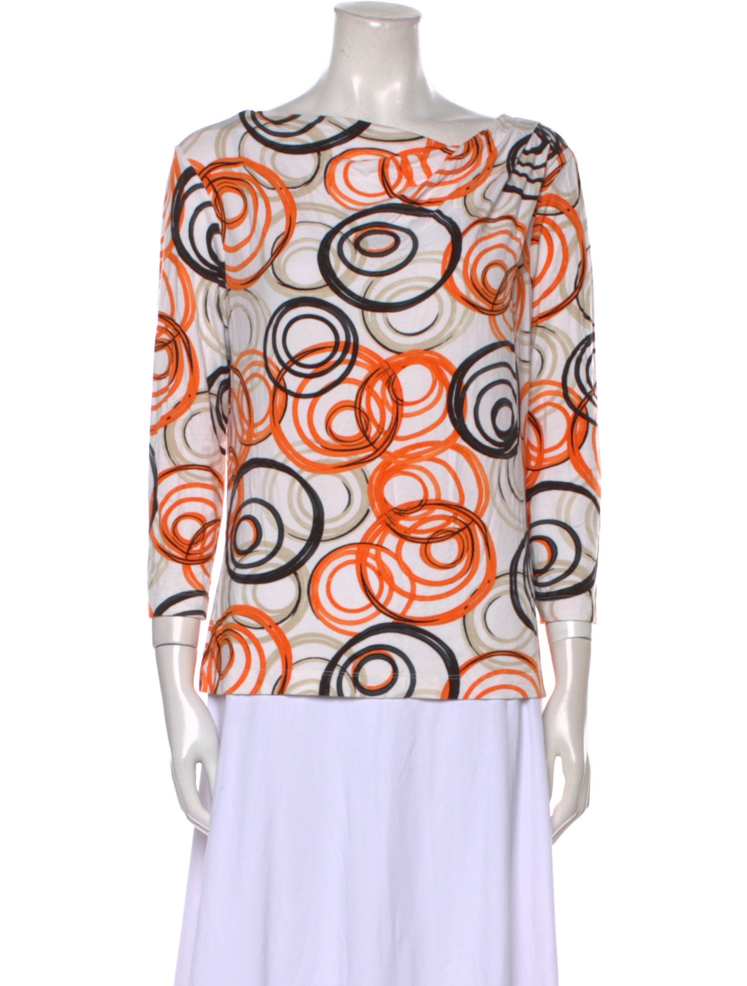 St. John Printed Bateau Neckline Top