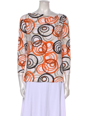 St. John Printed Bateau Neckline Top