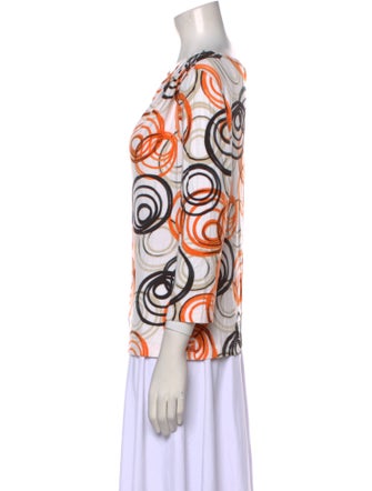 St. John Printed Bateau Neckline Top