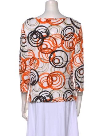 St. John Printed Bateau Neckline Top