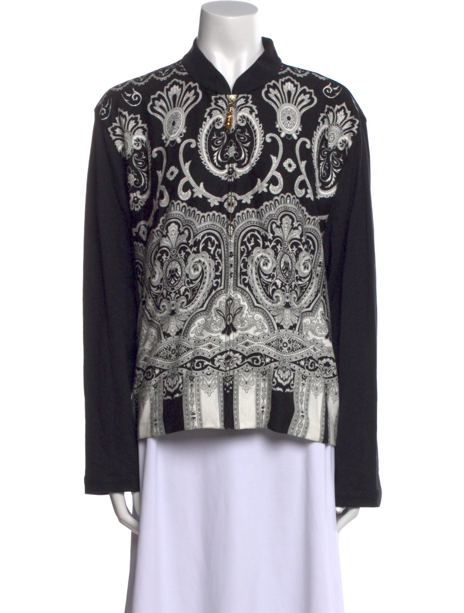 St. John Paisley Print Mock Neck Sweatshirt