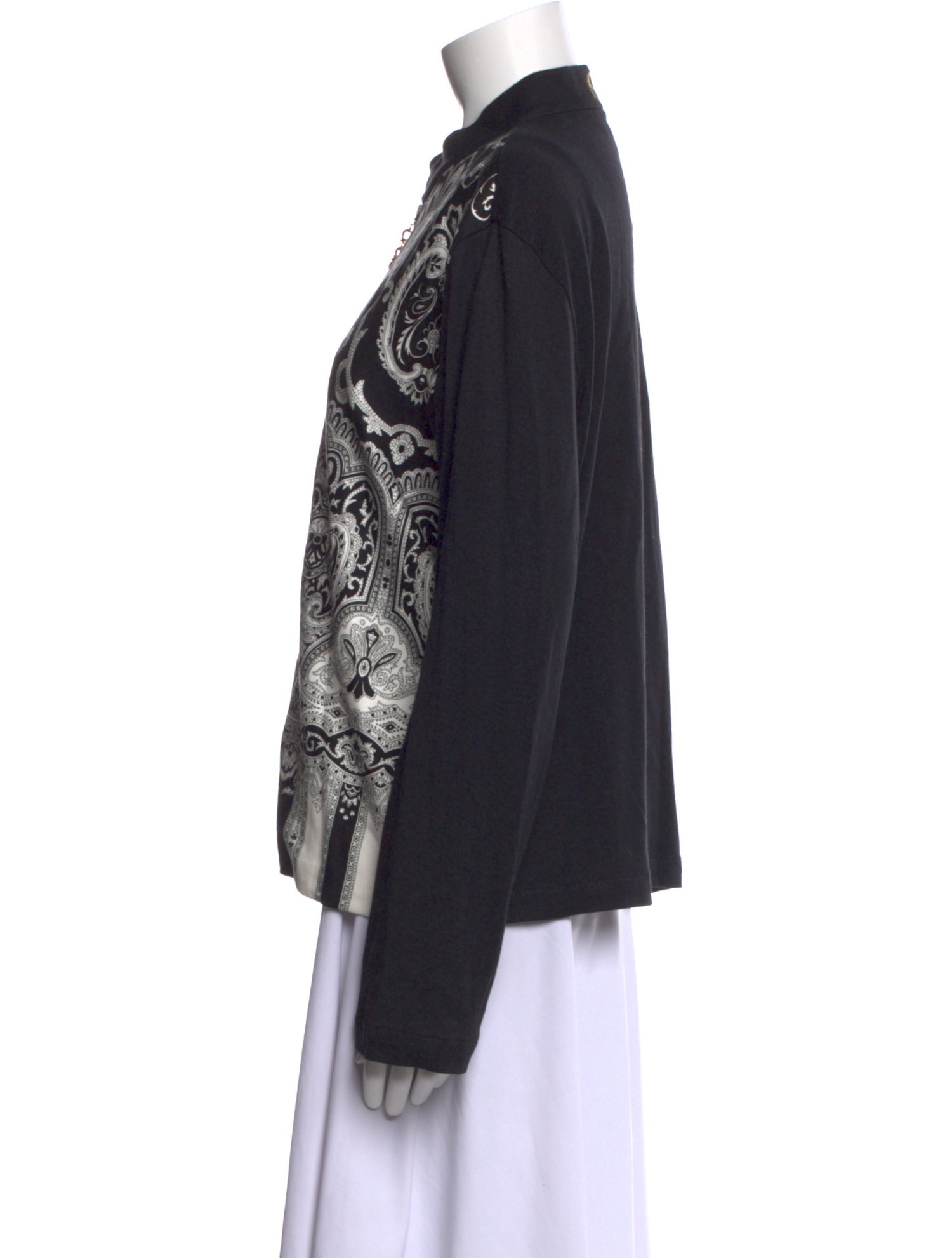 St. John Paisley Print Mock Neck Sweatshirt