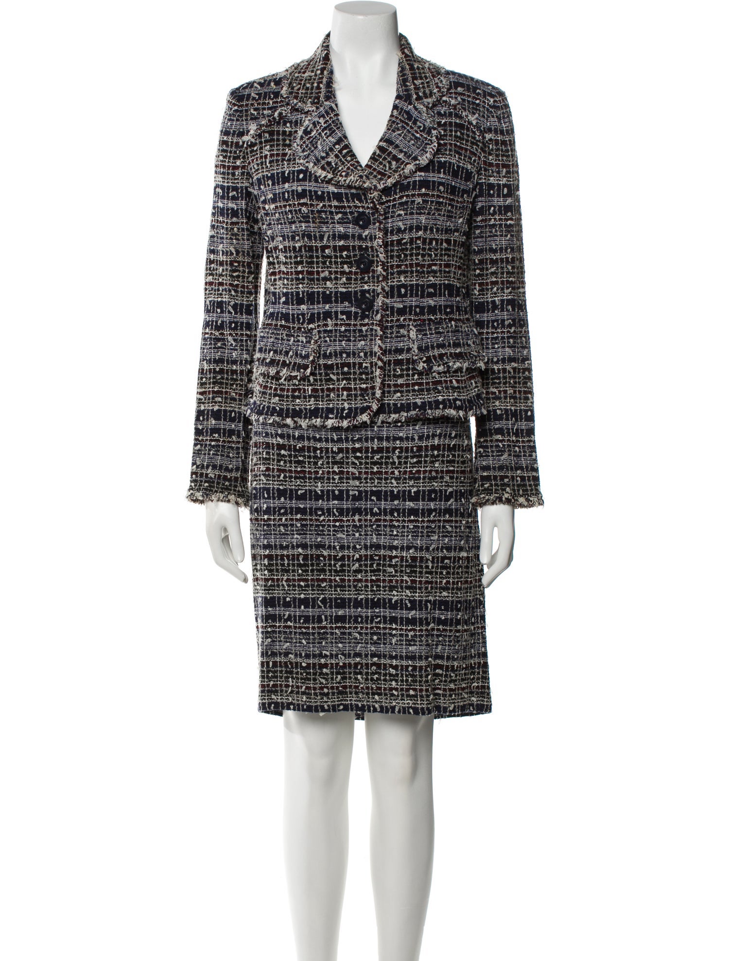 St. John Wool Tweed Pattern Skirt Suit