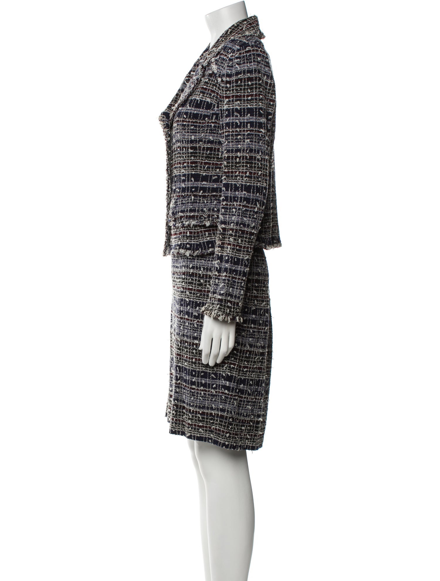 St. John Wool Tweed Pattern Skirt Suit