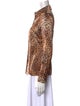 St. John Silk Animal Print Button-Up Top