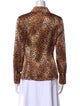 St. John Silk Animal Print Button-Up Top