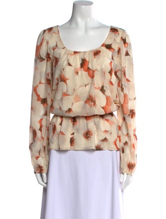St. John Silk Floral Print Blouse
