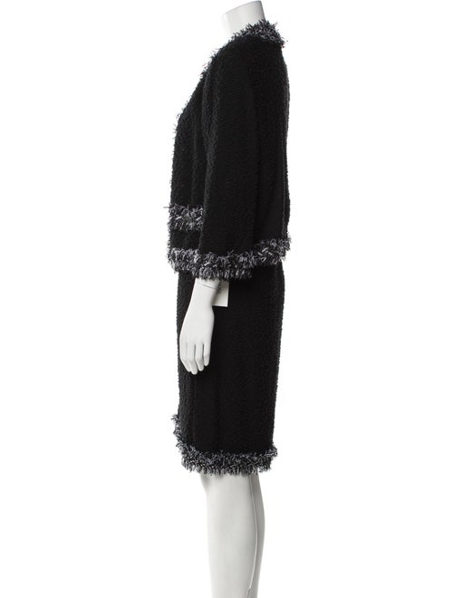 St. John Wool Raw-Edge Trim Skirt Suit