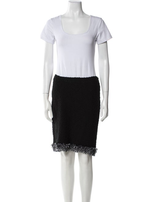 St. John Wool Raw-Edge Trim Skirt Suit