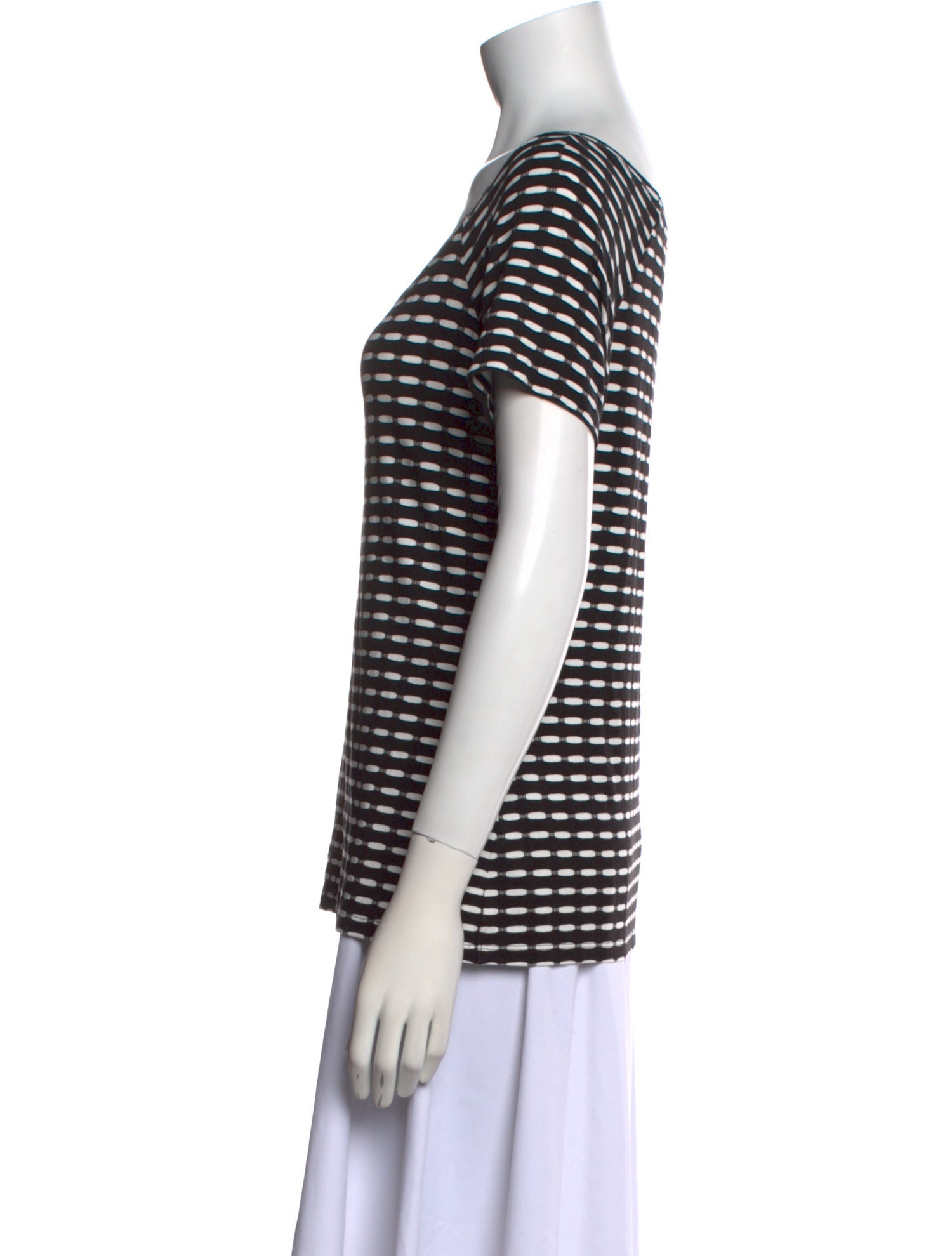 St. John Striped Scoop Neck T-Shirt