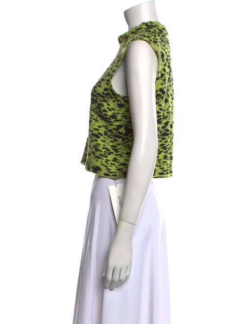 St. John Animal Print Mock Neck Crop Top