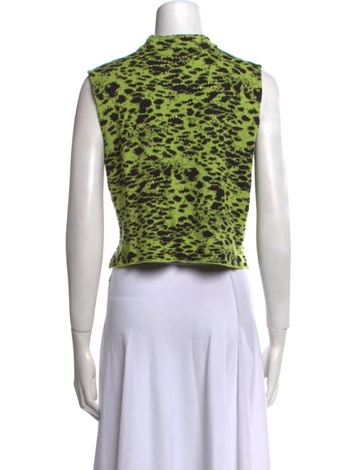 St. John Animal Print Mock Neck Crop Top