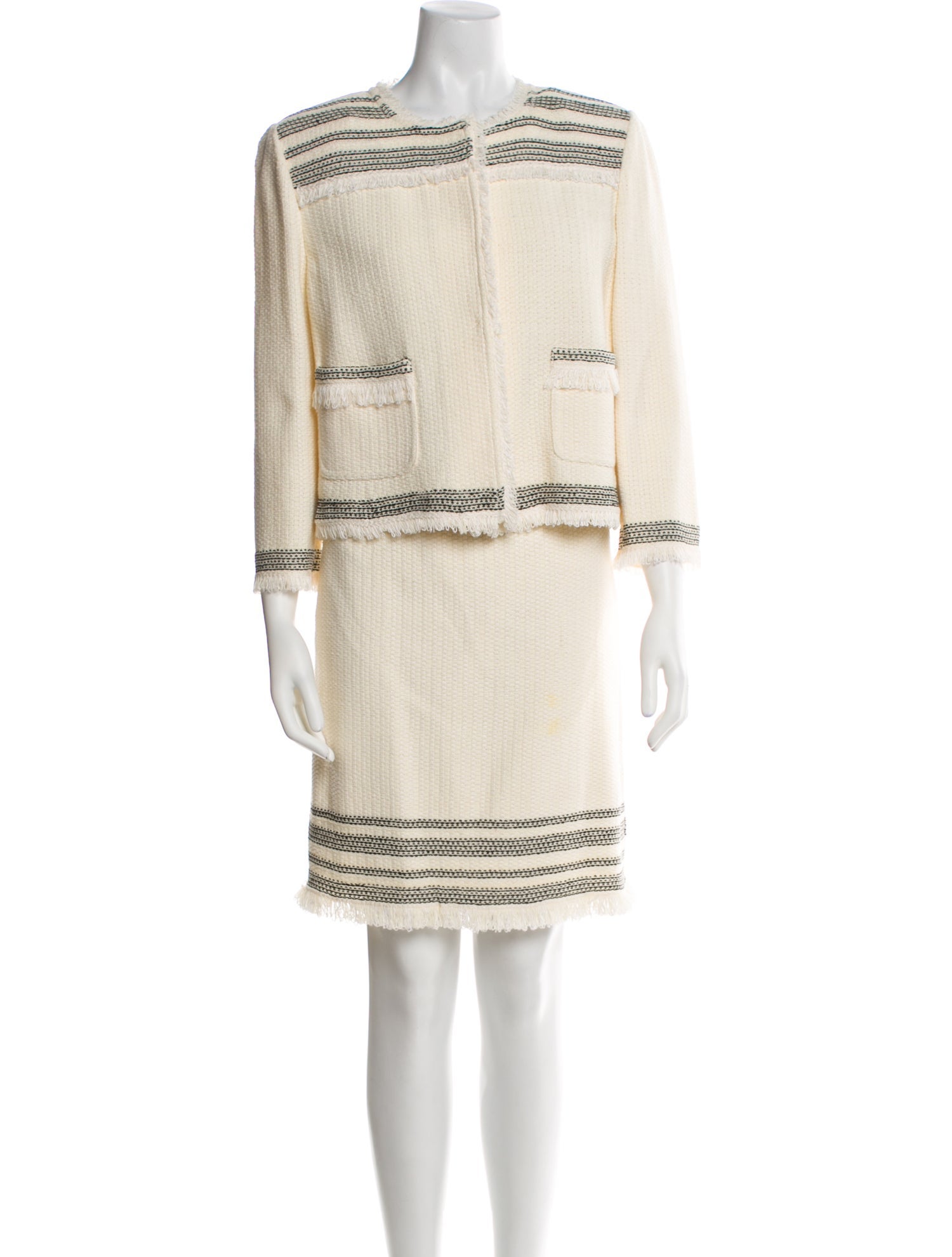 St. John Crochet Striped Skirt Suit