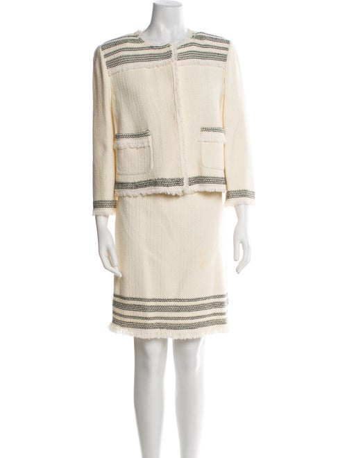 St. John Crochet Striped Skirt Suit