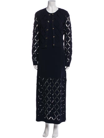 St. John Lace Pattern Cutout Accent Dress Set