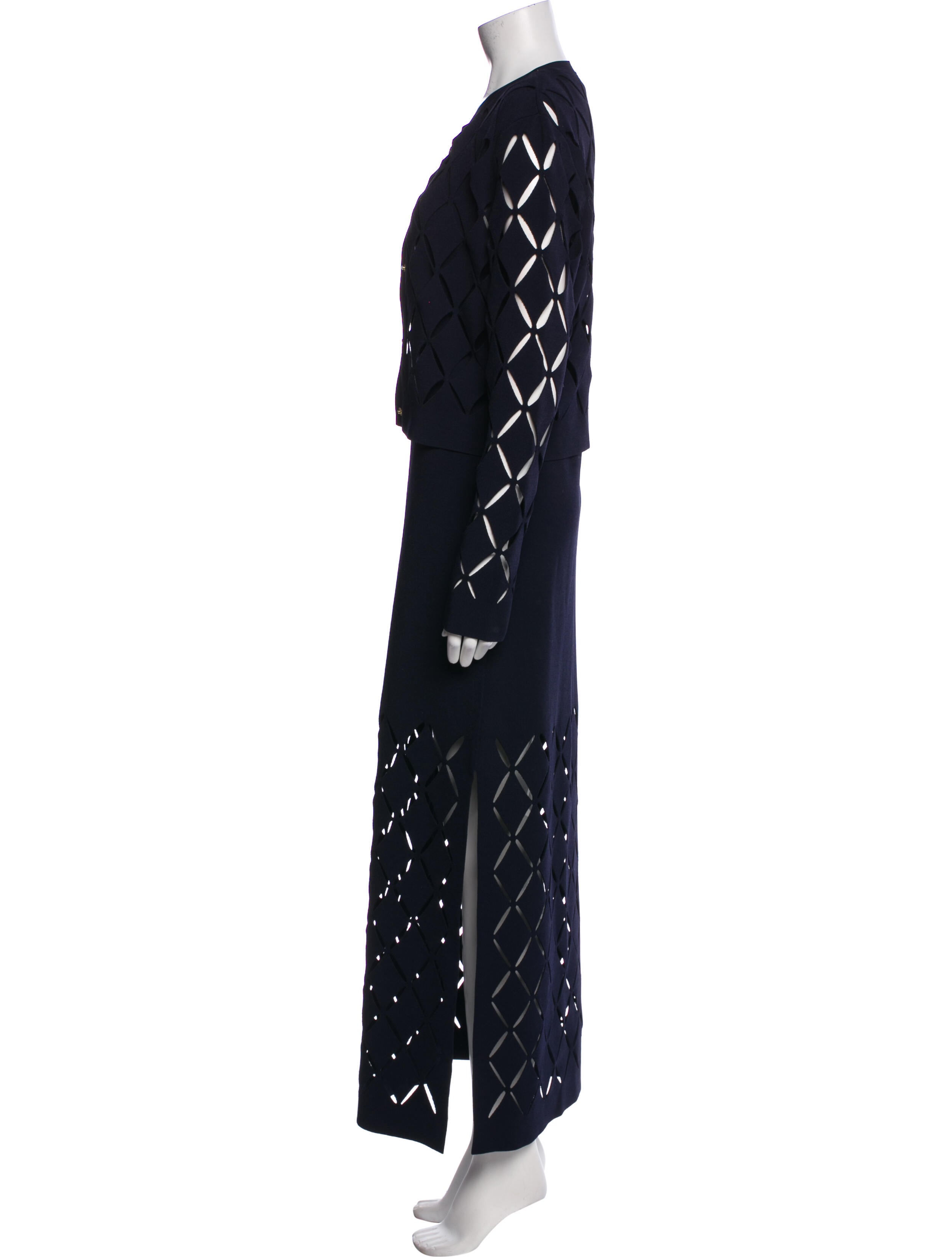 St. John Lace Pattern Cutout Accent Dress Set