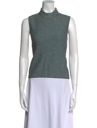 St. John Printed Mock Neck Top