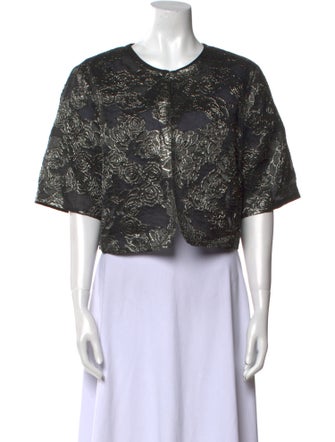 St. John Lace Pattern Crew Neck Crop Top