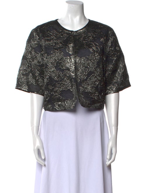 St. John Lace Pattern Crew Neck Crop Top