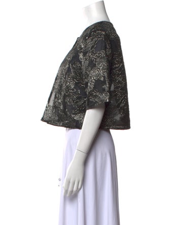 St. John Lace Pattern Crew Neck Crop Top