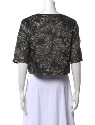 St. John Lace Pattern Crew Neck Crop Top