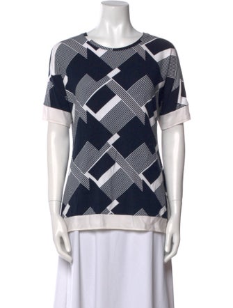 St. John Plaid Print Crew Neck T-Shirt