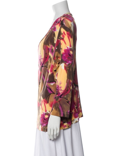 St. John Floral Print Scoop Neck Blouse