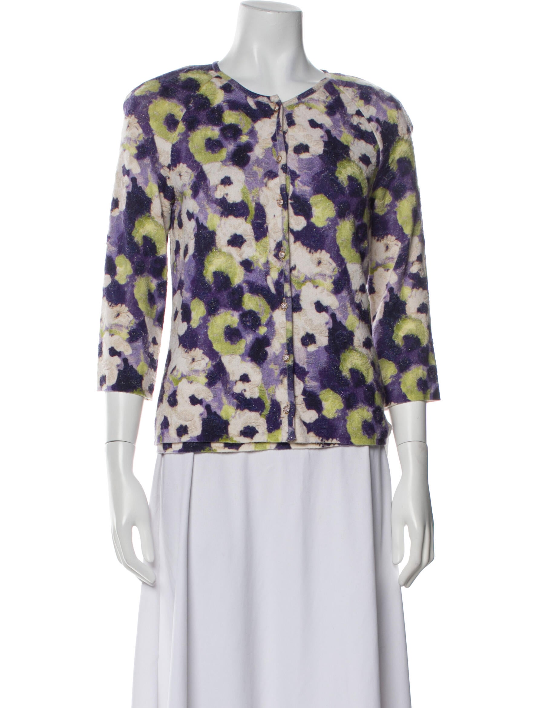 St. John Printed Scoop Neck Sweater