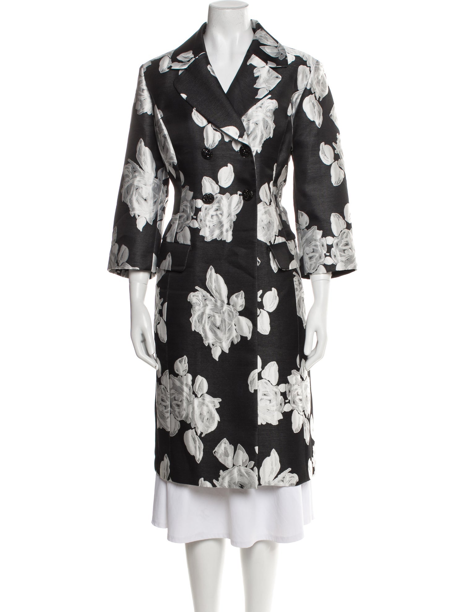 St. John Floral Print Peacoat