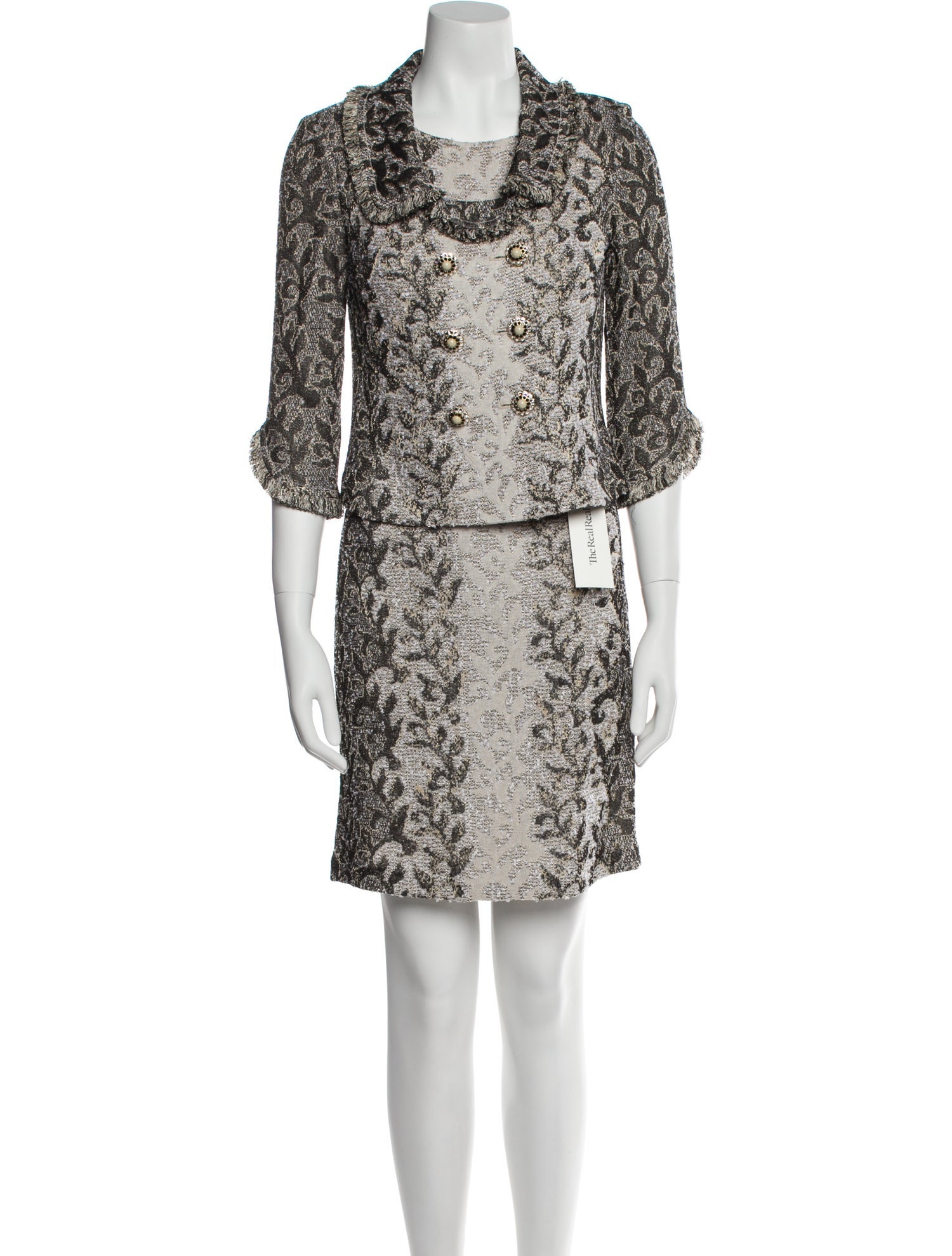 St. John Printed Glitter Accents Dress Set