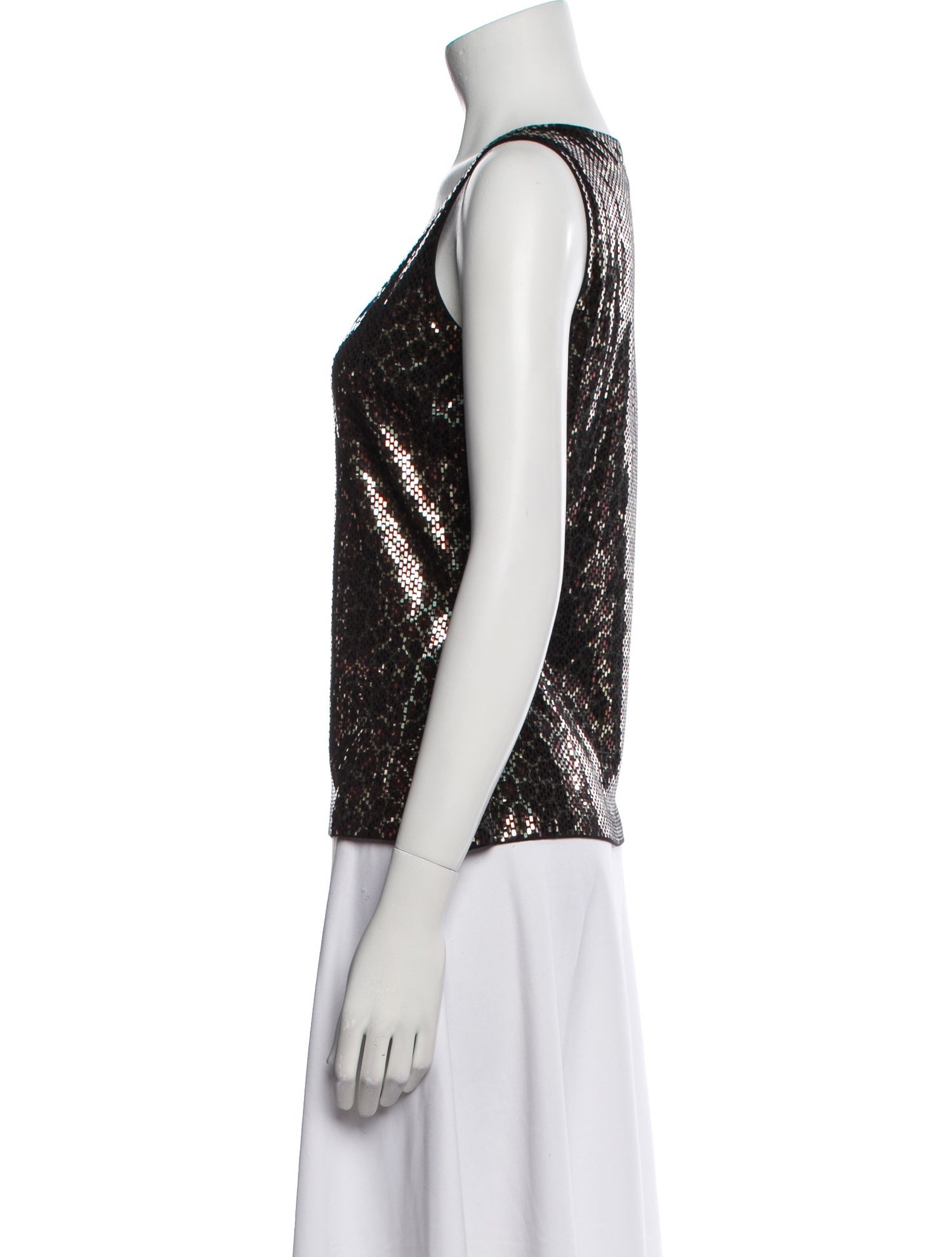 St. John Animal Print Scoop Neck Top