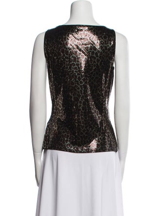 St. John Animal Print Scoop Neck Top