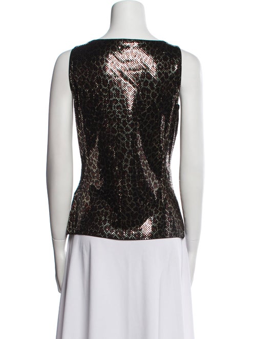 St. John Animal Print Scoop Neck Top