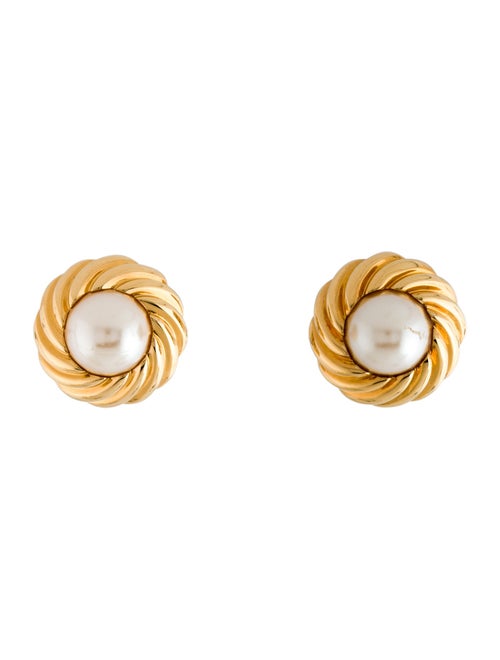 St. John Faux Pearl Clip-On Earrings