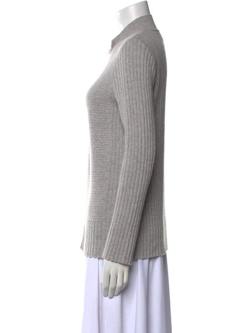 St. John Cashmere Mock Neck Button-Up Top