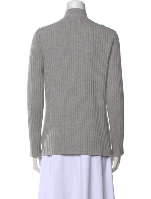 St. John Cashmere Mock Neck Button-Up Top