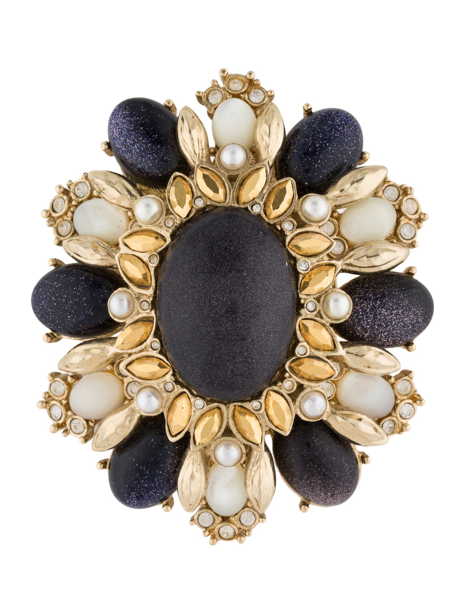 St. John Crystal, Faux Pearl & Resin Brooch Pin