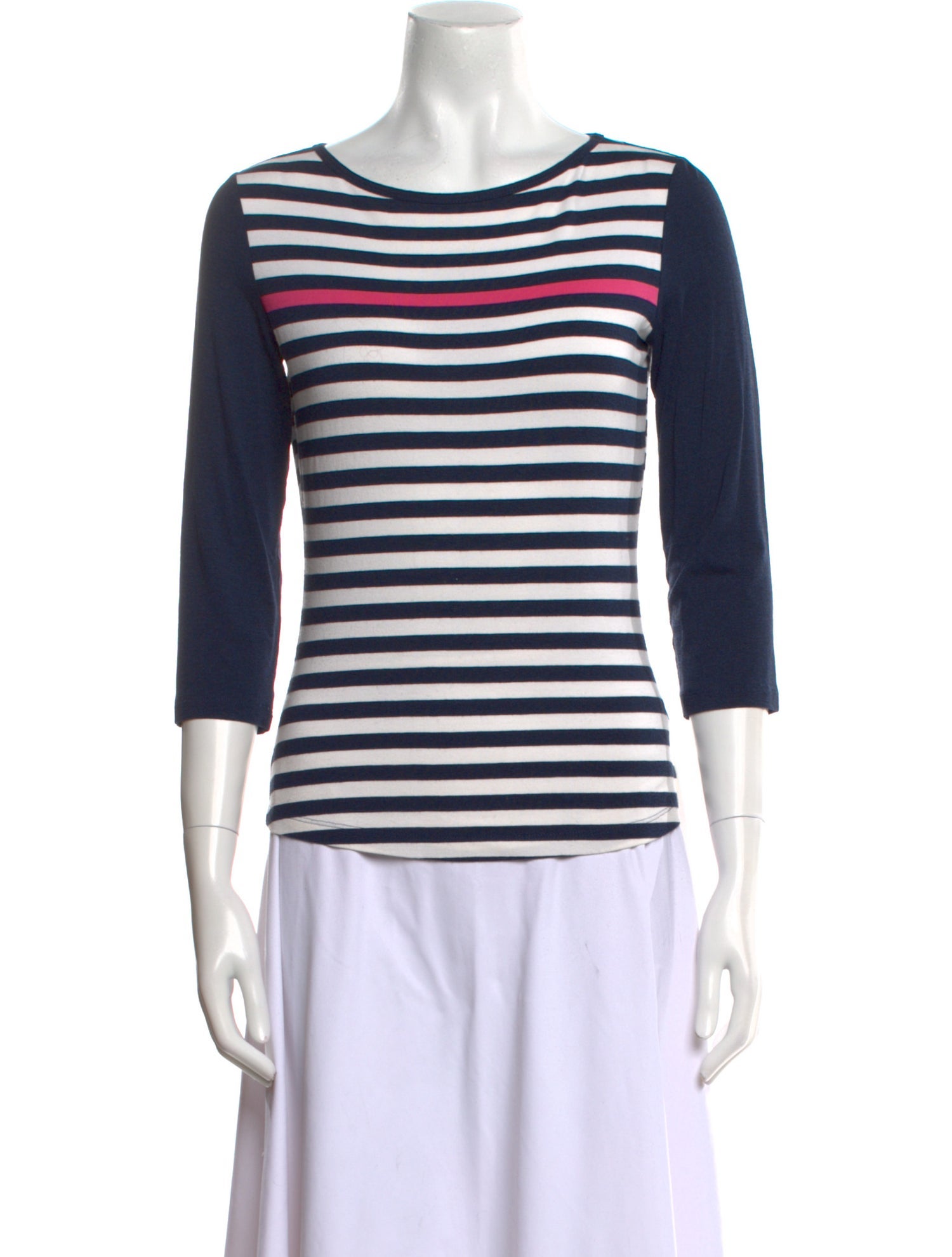 St. John Striped Scoop Neck T-Shirt
