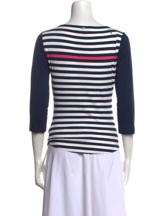 St. John Striped Scoop Neck T-Shirt