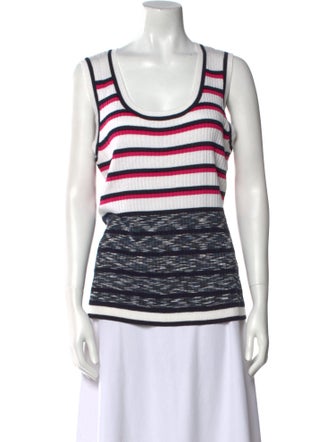 St. John Striped Scoop Neck Top