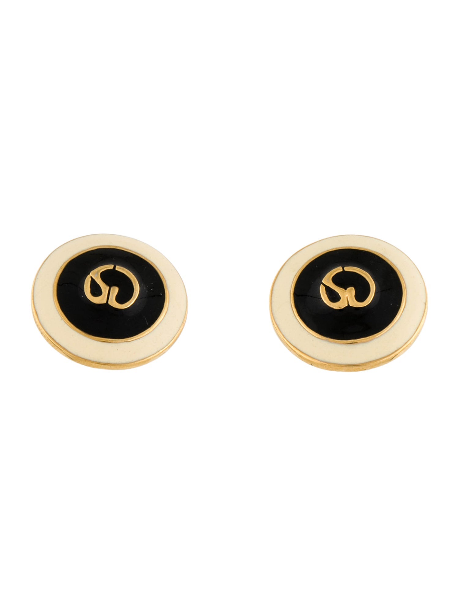 St. John Vintage Enamel Logo Stud Earrings
