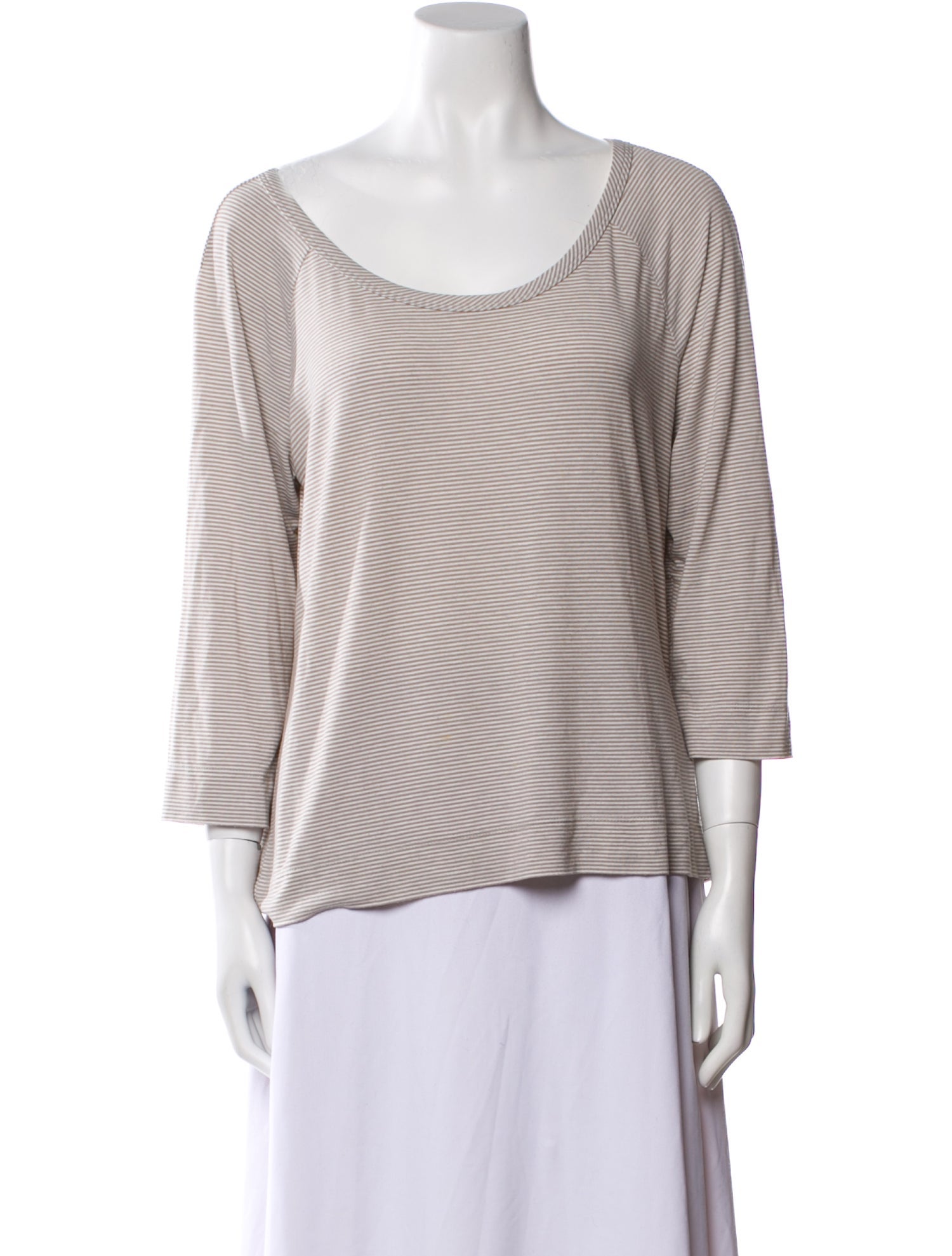 St. John Striped Scoop Neck Blouse