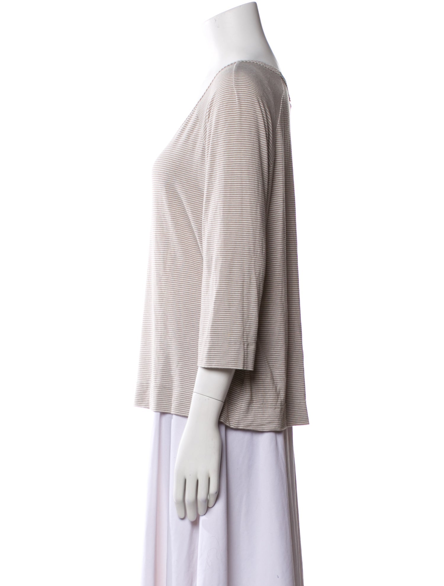 St. John Striped Scoop Neck Blouse