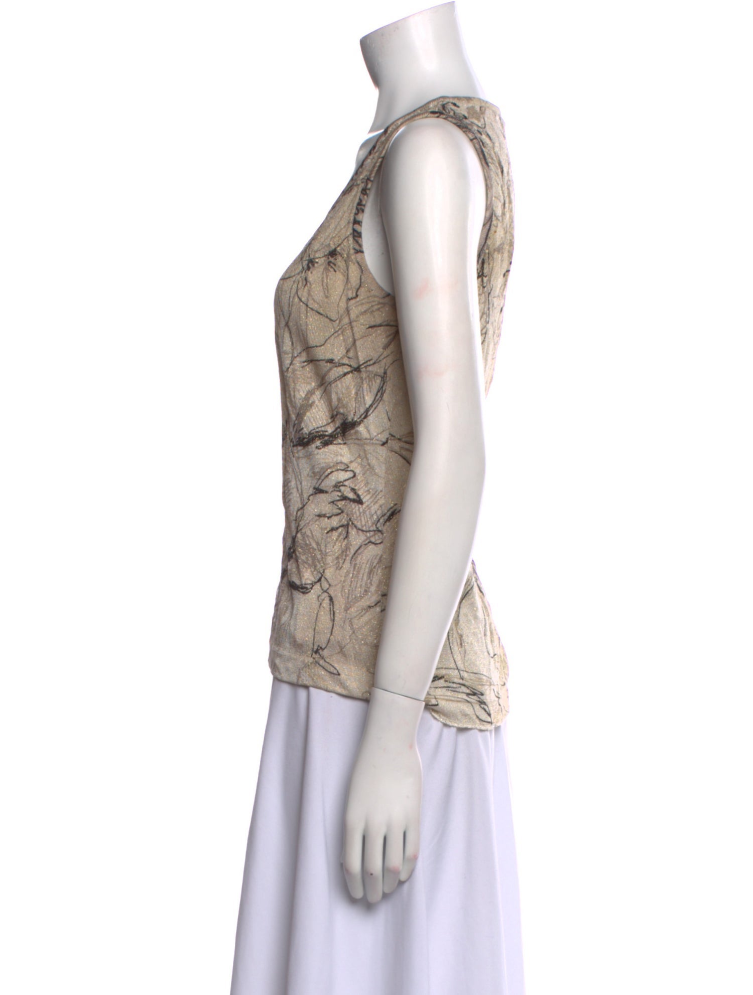 St. John Floral Print Scoop Neck Top