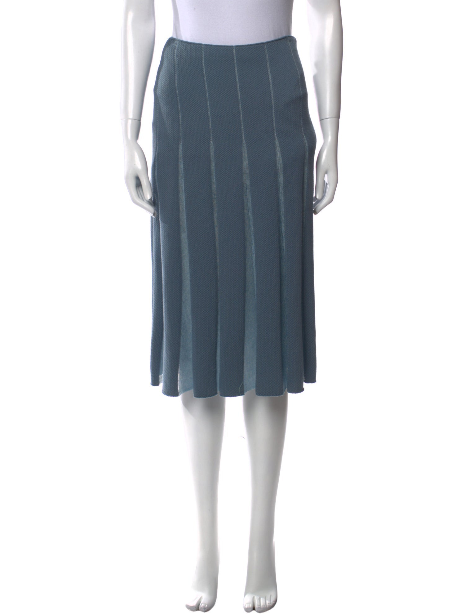 St. John Pleated Accents Knee-Length Skirt