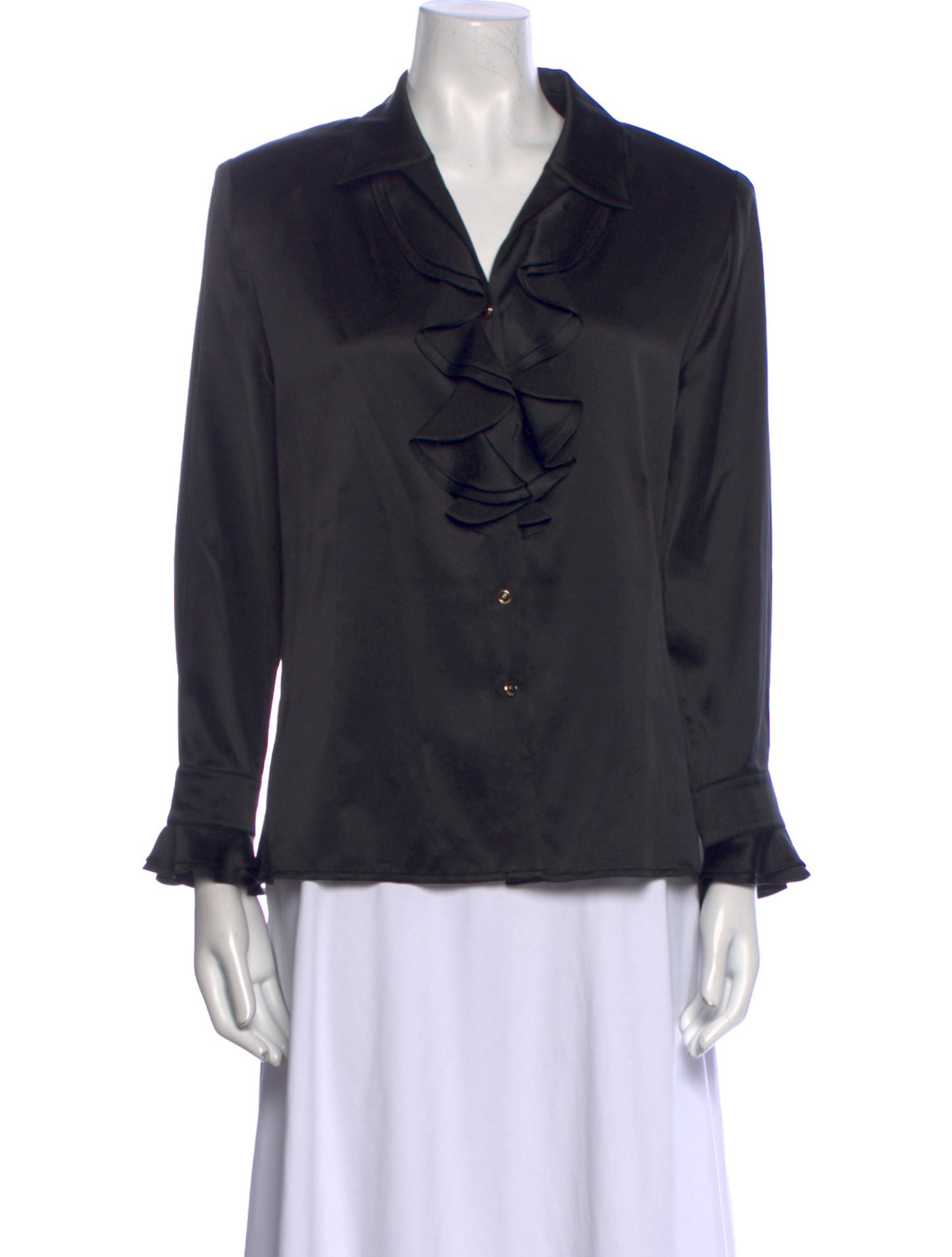St. John Silk Long Sleeve Button-Up Top