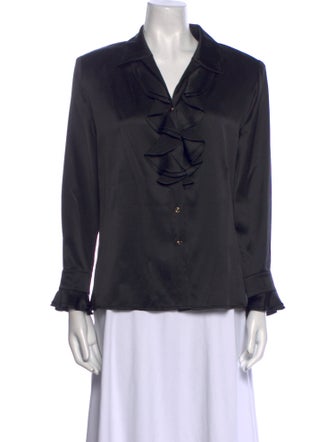 St. John Silk Long Sleeve Button-Up Top
