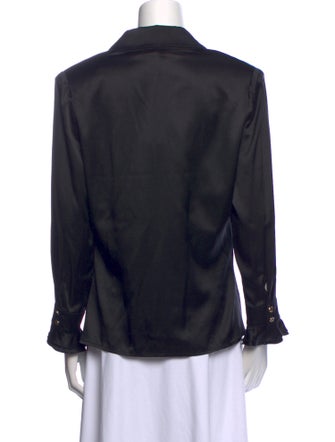 St. John Silk Long Sleeve Button-Up Top