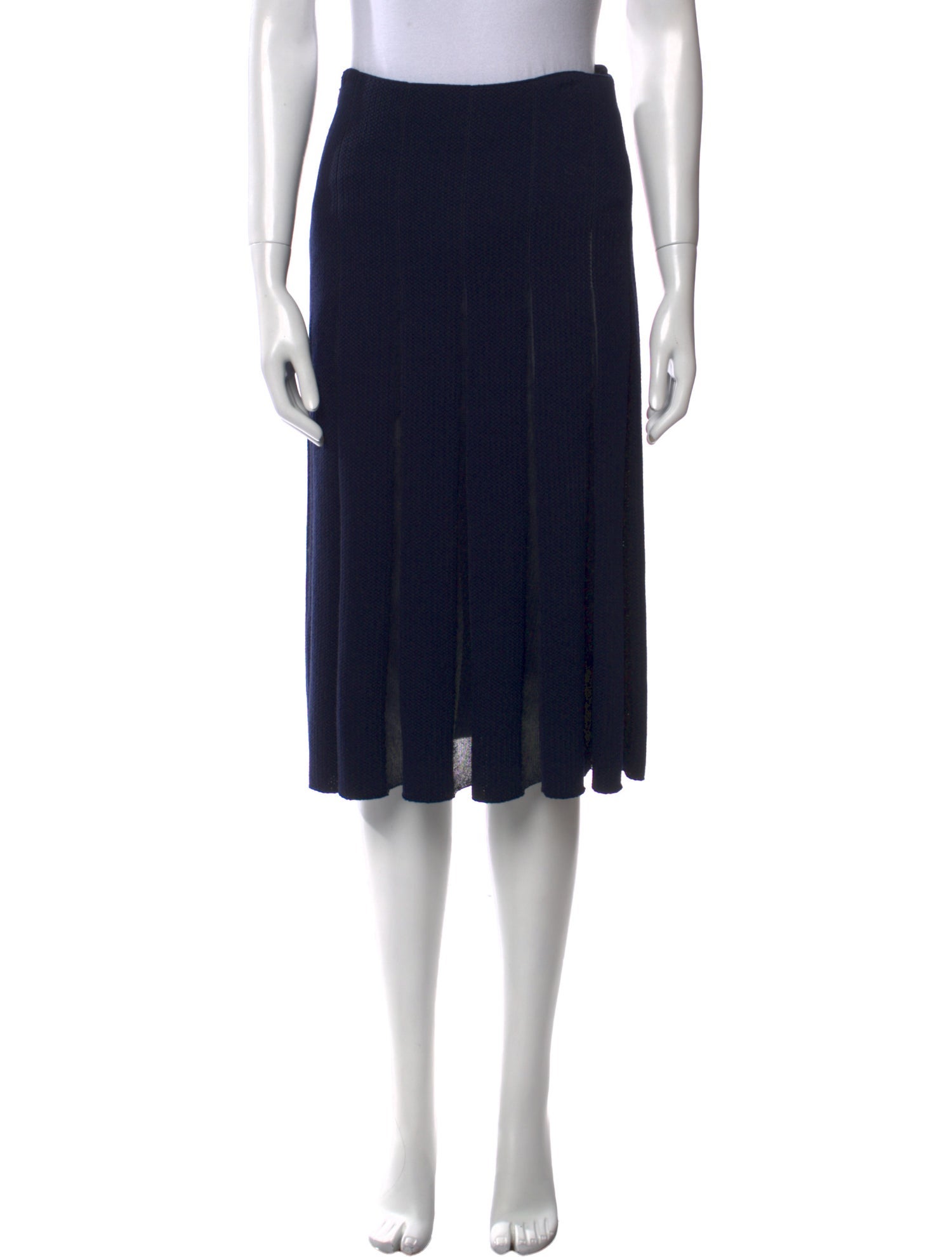 St. John Pleated Accents Knee-Length Skirt