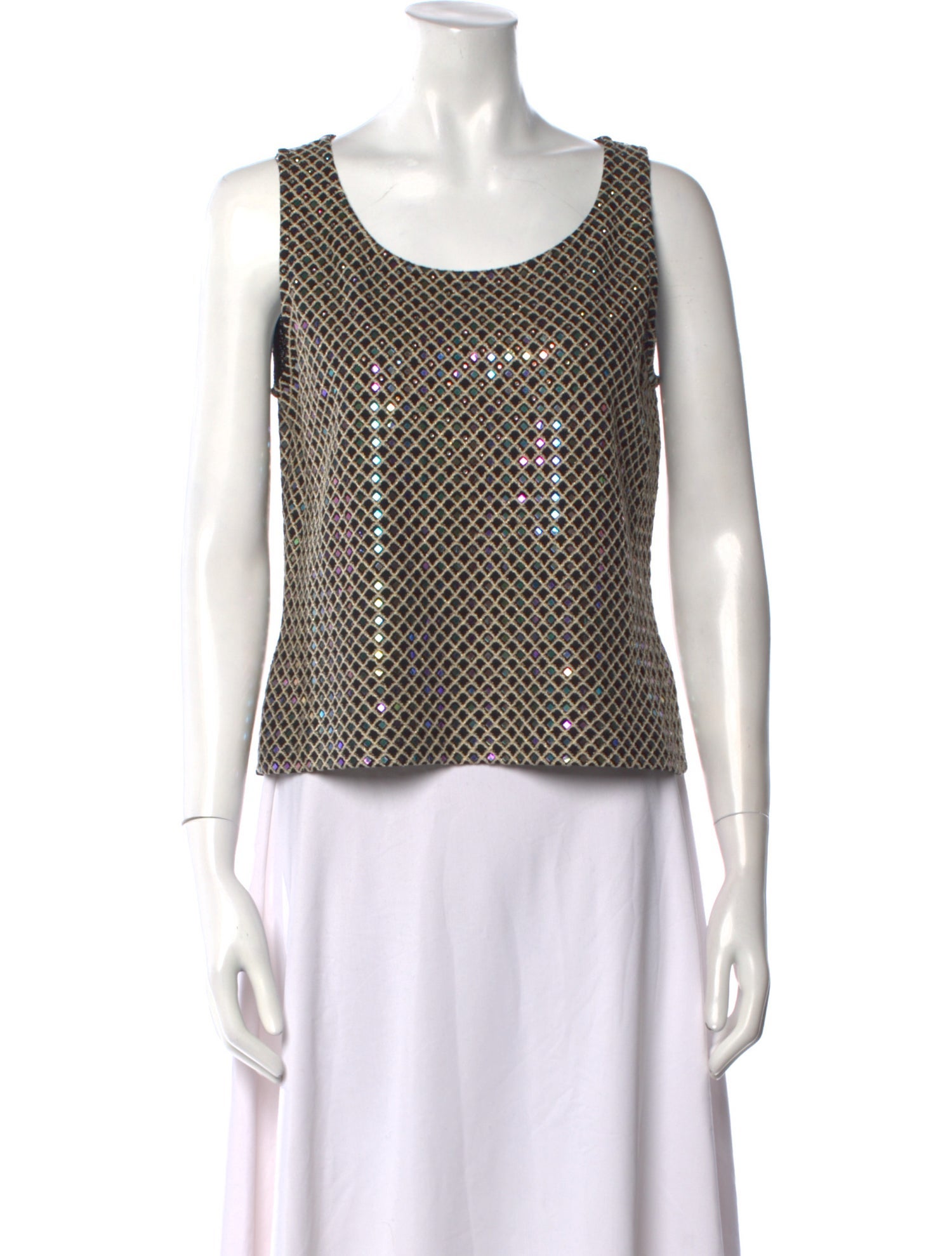 St. John Polka Dot Print Scoop Neck Crop Top